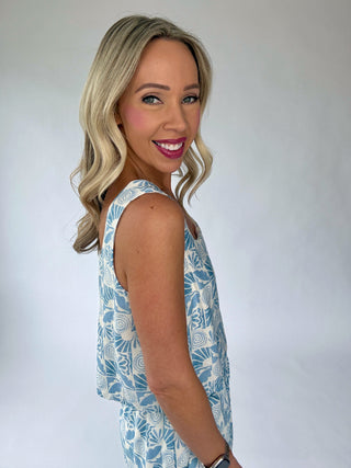 Vacation Vibes Top - Blue/White