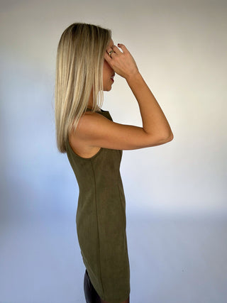 Dressed To Persuade Mini Dress - Dark Olive