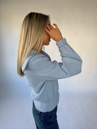 VARLEY Maura Half-Zip Knit Sweater - Kentucky Blue