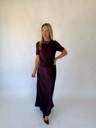 The Classic Moment Short Sleeve Sweater - Dark Cherry