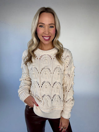Winter Whispers Pearl Trim Sweater
