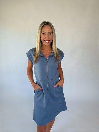 Ready For Anything Mini Dress - Dusty Blue Ready For Anything Mini Dress - Dusty Blue