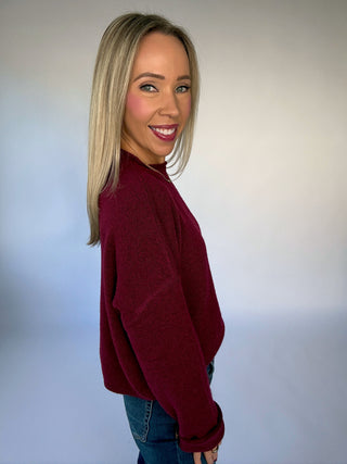 Piper Pullover Oversized Sweater - Wine