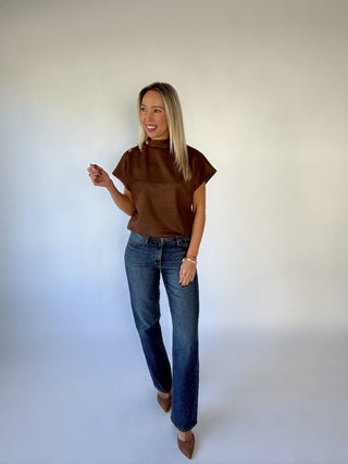 Thinking of You Faux Suede Top - Brown