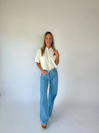 Simple And Sweet Short Sleeve Cardigan - Ivory