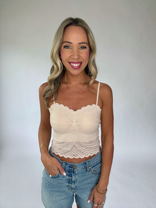 Fine Lace Scalloped Bralette - Nude