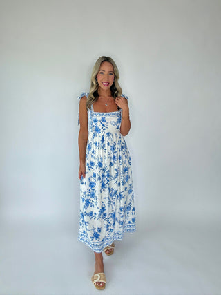Something About Her Floral Midi Dress - Blue Multi