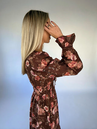 All the Right Reasons Midi Dress - Dark Brown Multi