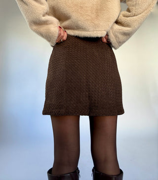 Woven In Autumn Mini Skirt - Chocolate
