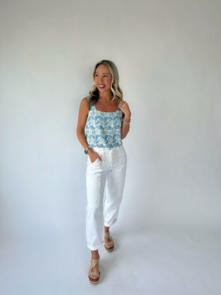 Vacation Vibes Top - Blue/White
