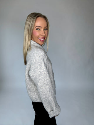 Above All Else Zip Up Sweater - Heather Grey