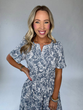Romance Awaits Floral Dress - Blue