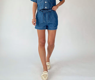 Catch The Vibe Denim Shorts - Dark Wash