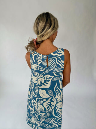 Sunset in Santorini Dress - Blue & Ivory