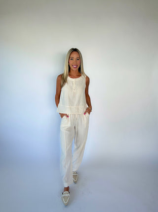 As Simple As That Linen Blend Tank - Natural