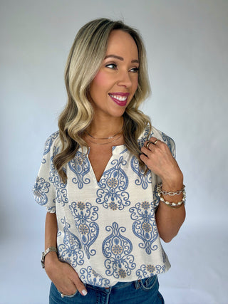 One To Remember Blouse - Off White Multi