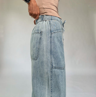Villa Drawstring Barrel Leg Jeans