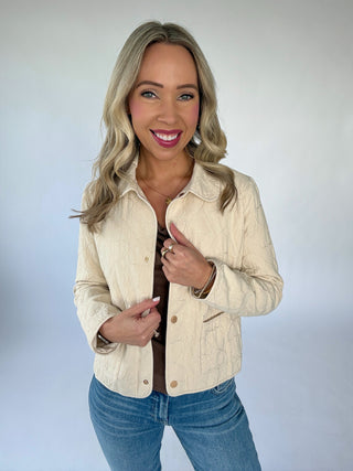 Flattering Features Quilted Cropped Jacket - Natural
