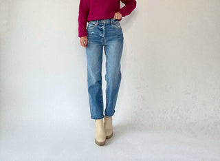 Boyfriend Button Fly with Mini Cuff Jean