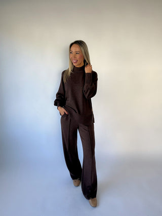 VARLEY The Wide Leg Pant 30" - Coffee Bean Marl
