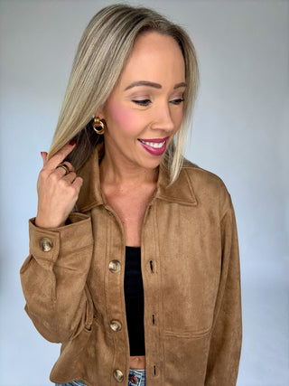 Let's Be Honest Suede Jacket - Camel