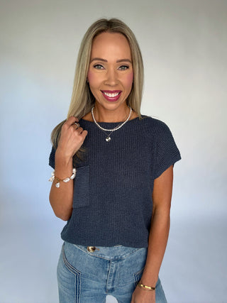 Fresh Outlook Knit Top - Dark Slate