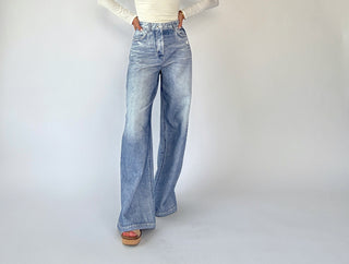 Life On The Edge Sweatpant Jeans - Denim Blue