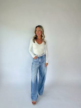 Life On The Edge Sweatpant Jeans - Denim Blue