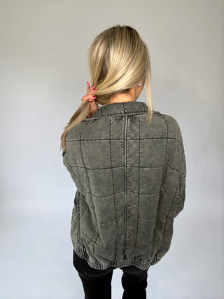 Life Is Good Quilted Washed Jacket - Charcoal