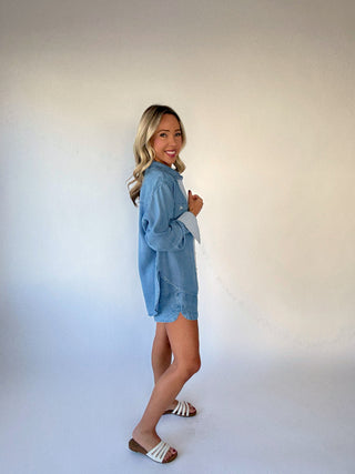 Softly Structured Tencel Top - Chambray Blue