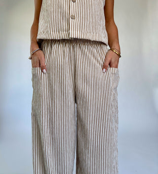 Perfectly Aligned Striped Pants - Mocha