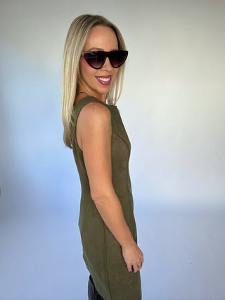 Dressed To Persuade Mini Dress - Dark Olive