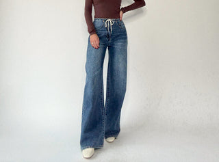 Madison Mid Rise Wide Leg Jeans - Vintage Blue