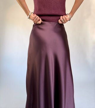 Like Fine Wine Satin Maxi Skirt - Dark Cherry