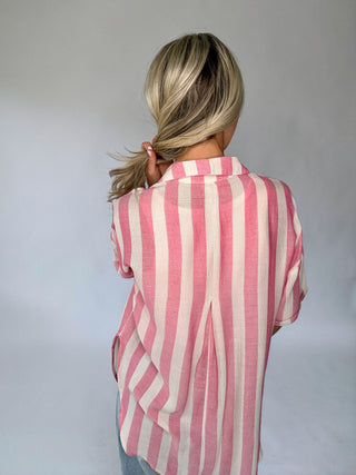 It All Lines Up Striped Top - Pink