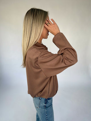 A Rich Addition Bubble Hem Jacket - Mocha