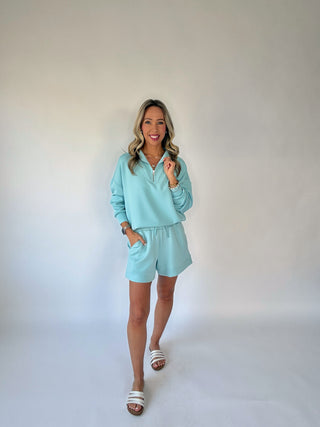 VARLEY Atrium High Rise Shorts - Porcelain Blue
