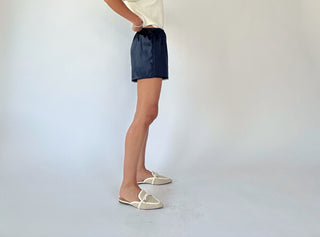 Delicate Details Satin Shorts - Midnight