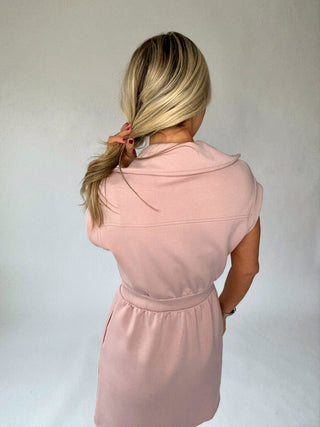 Casual Staple Zip Dress - Dusty Blush