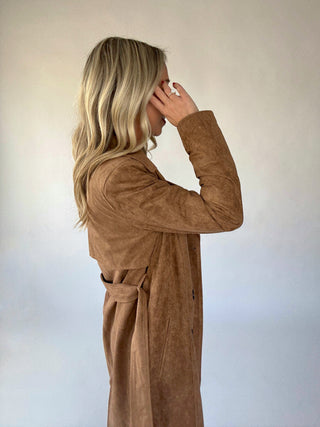 Decadent Mocha Suede Trench Coat