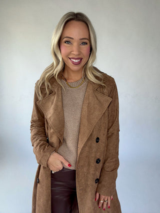 Decadent Mocha Suede Trench Coat