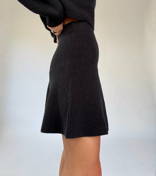 Set The Bar Knit Flare Skirt - Black