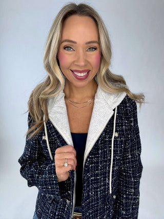 The Metro Mix Hooded Blazer - Navy