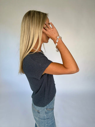 Fresh Outlook Knit Top - Dark Slate
