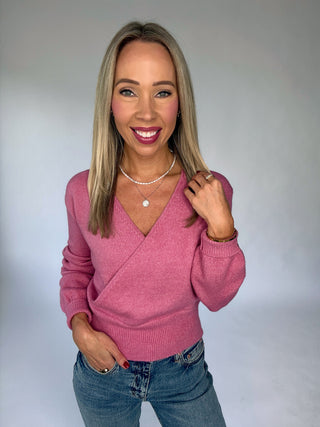 Wrapped Up In You Sweater - Pink