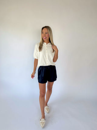 Simple And Sweet Short Sleeve Cardigan - Ivory