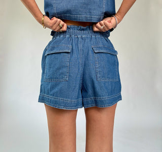 Catch The Vibe Denim Shorts - Dark Wash