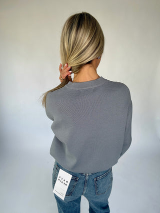 There When You Need Me Sweater - Dusty Blue