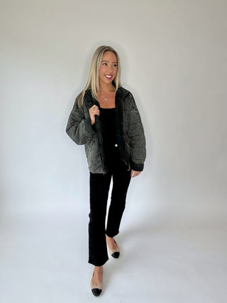 Life Is Good Quilted Washed Jacket - Charcoal