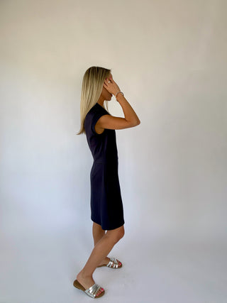 Ready For Anything Front Zip Mini Dress - Navy